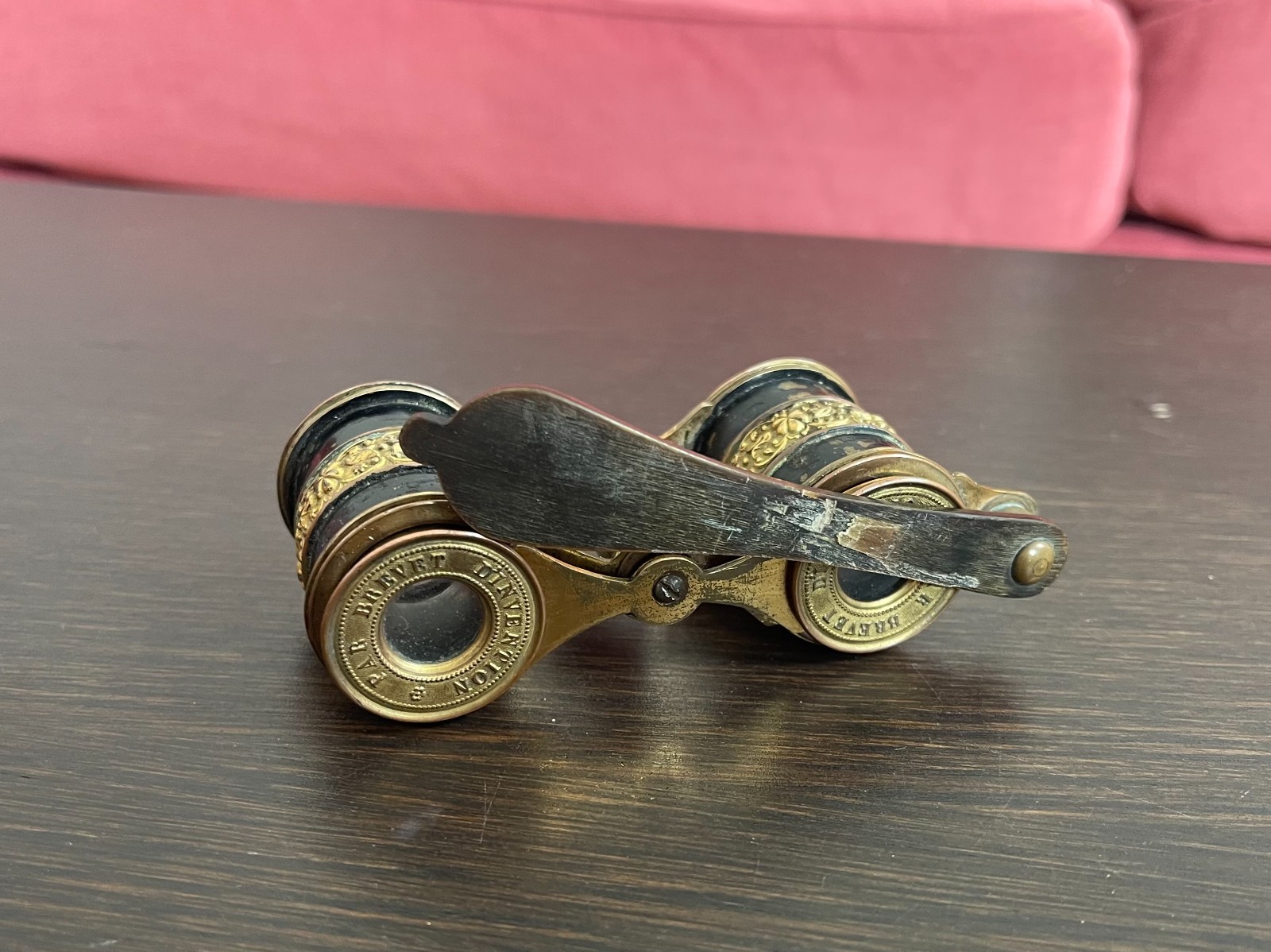 Antique FAR BREVET Opera Glasses, Brass and Gilt, France, 19th Century