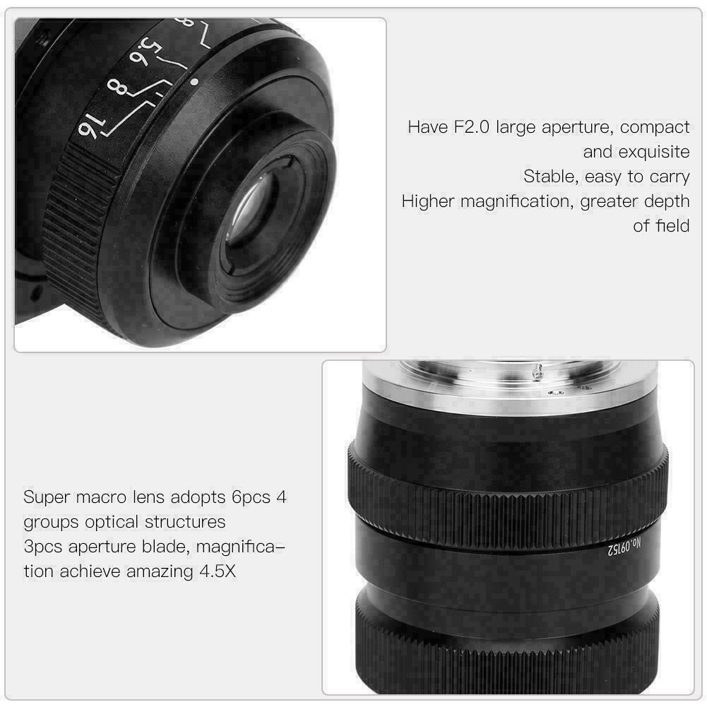 Zhongyi 20mm F2.0 4.5X Super Macro Lens for Canon Nikon Sony Fujifilm M4/3 mount