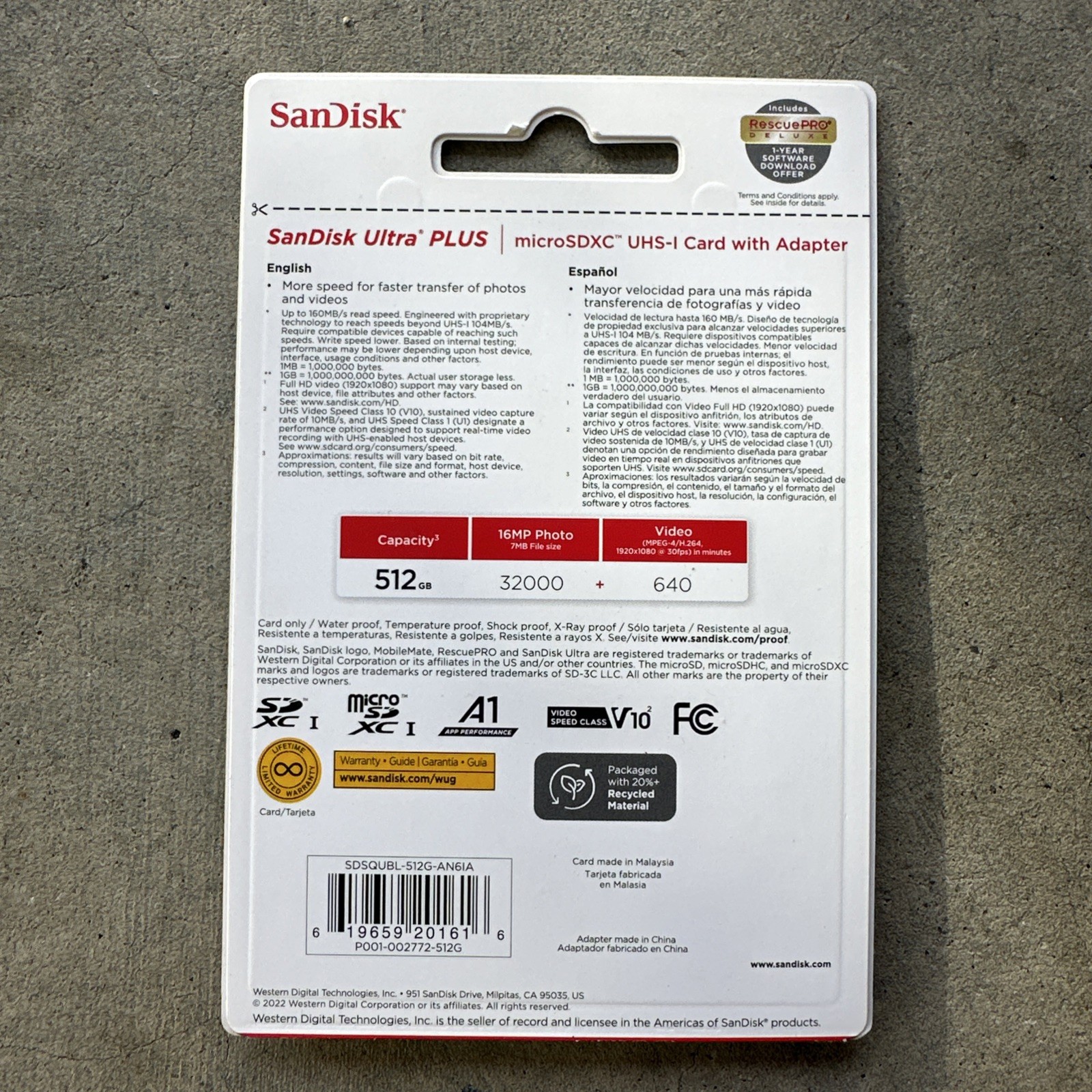 BRAND NEW SEALED SanDisk Ultra 512GB SDXC Class 10 Memory Card 160Mbps