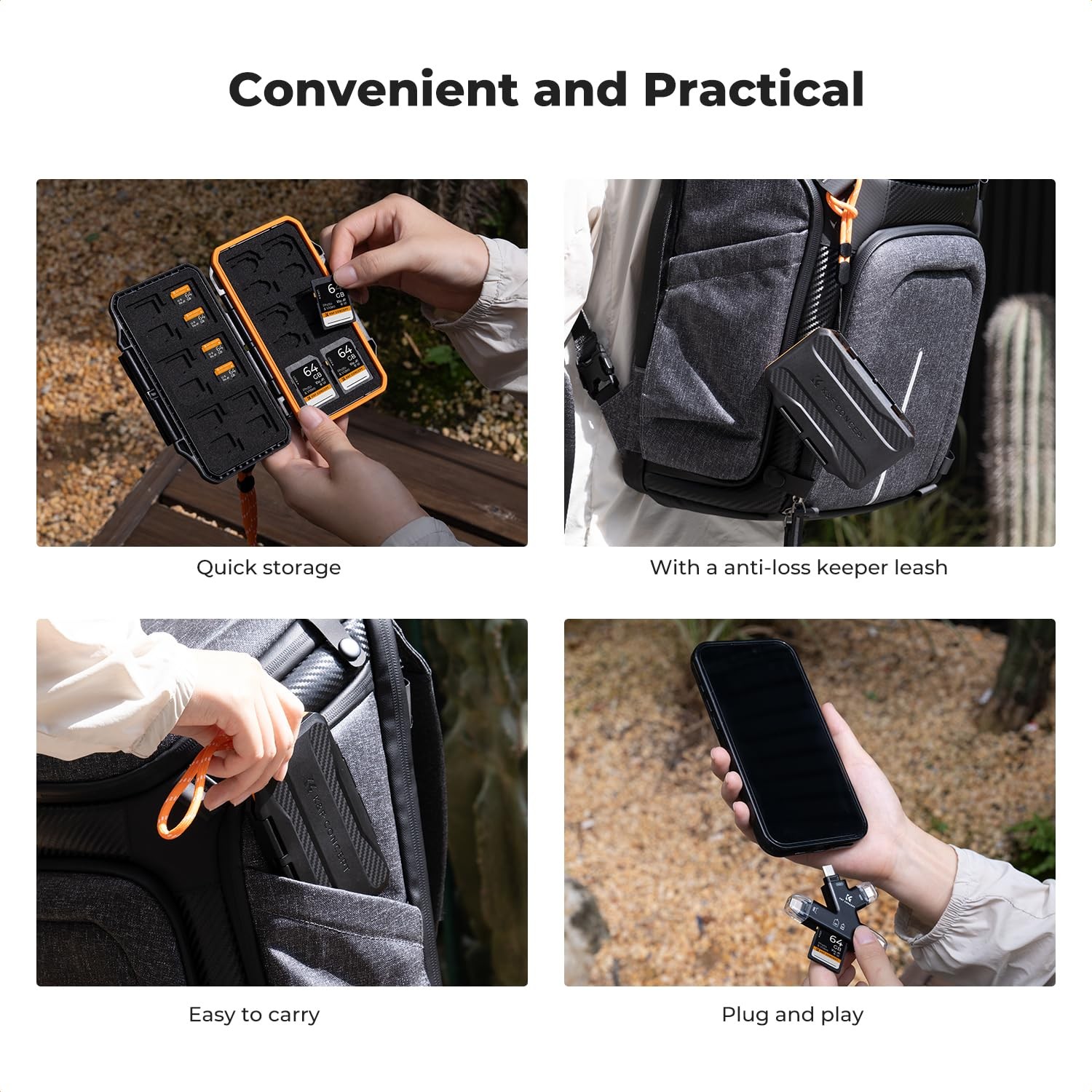 K&F CONCEPT 36 Slots Memory Card Case with 4in1 Card Reader, AntiShock Card C…