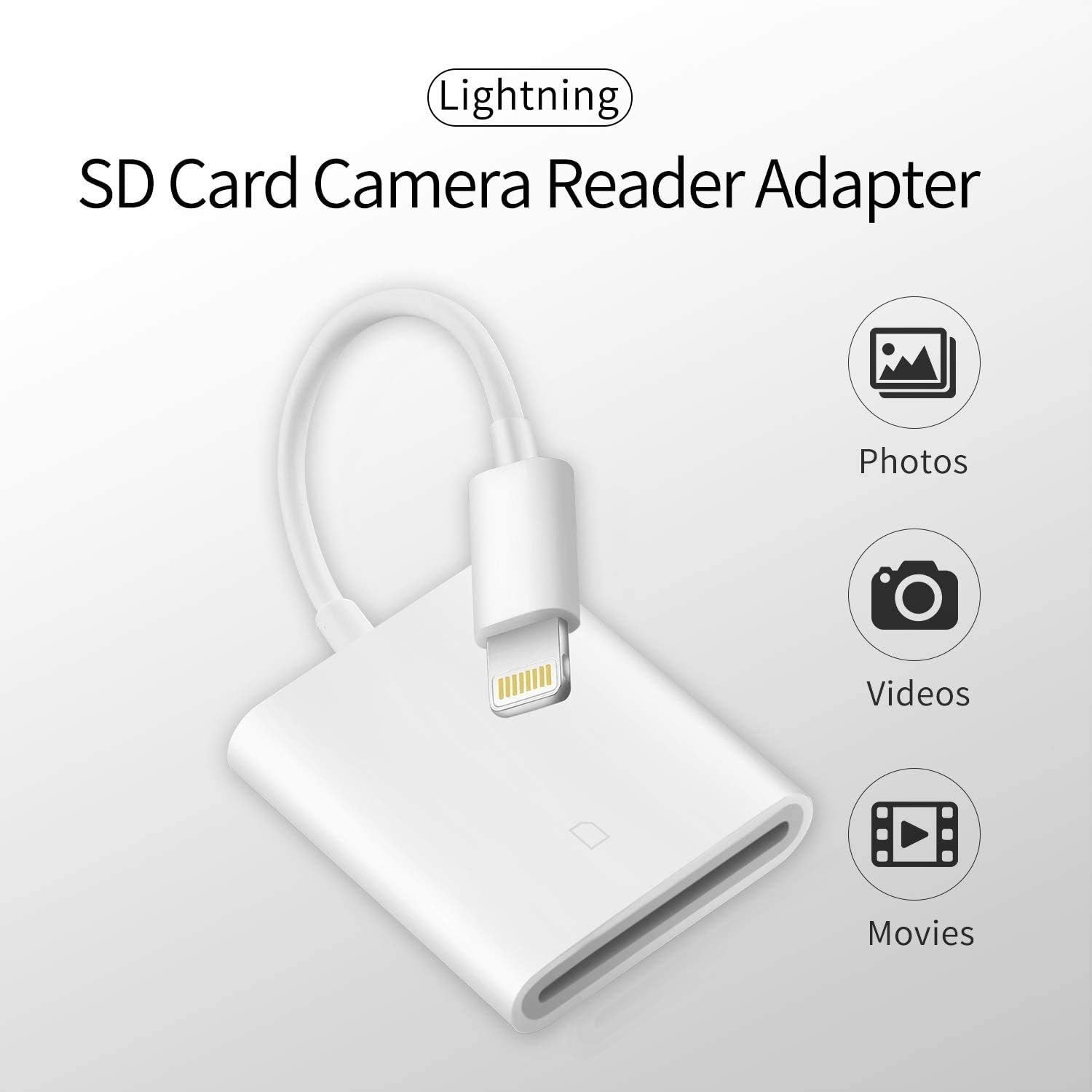 Apple MFi Certified Lightning to SD Card Camera Reader for iPhone iPad, FUHAYA