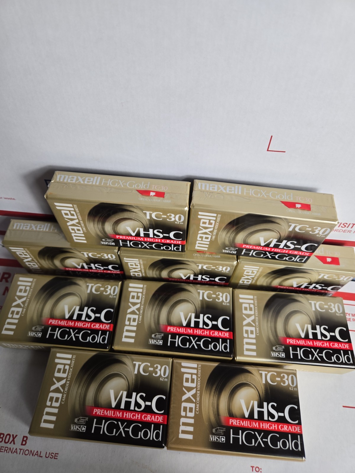 Maxell HGX-Gold TC-30 VHS-C Camcorder Videotape 10 Pack Premium High Grade New