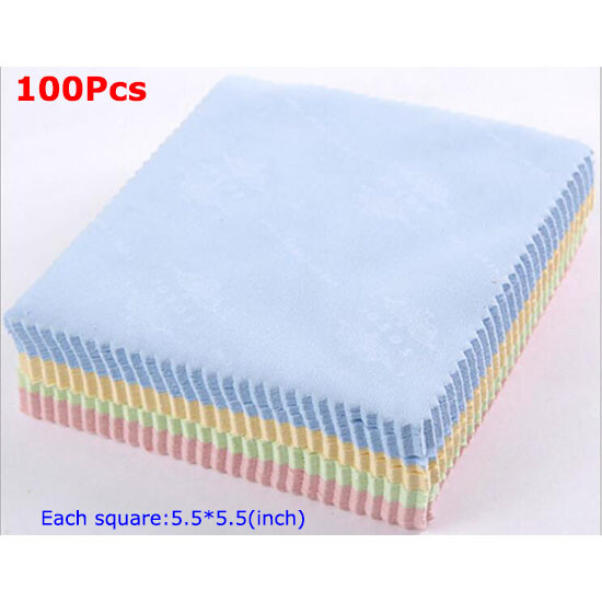 TechTongda 100pcs 5*5″ Microfiber Glasses Cleaning Cloth Brand New High Quality