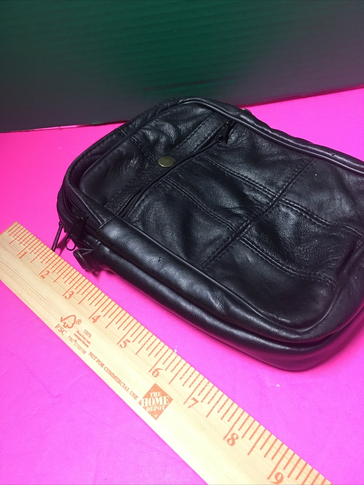 BLACK LEATHER 5 Compartment And Two Snap From GermanyVintage Over 45 Years Old￼