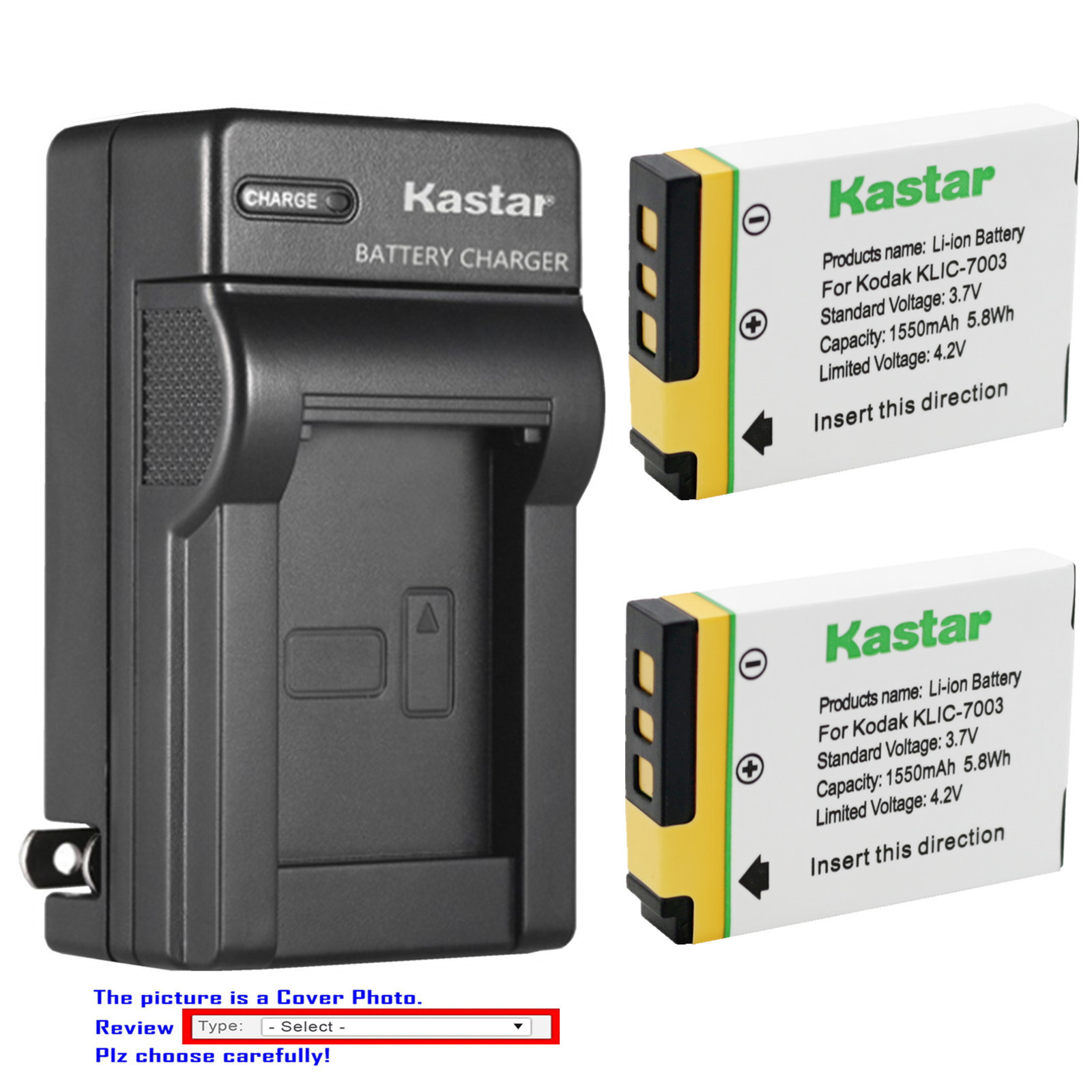 Kastar Battery Wall Charger for Kodak KLIC-7003 & Kodak EasyShare V1003 Camera