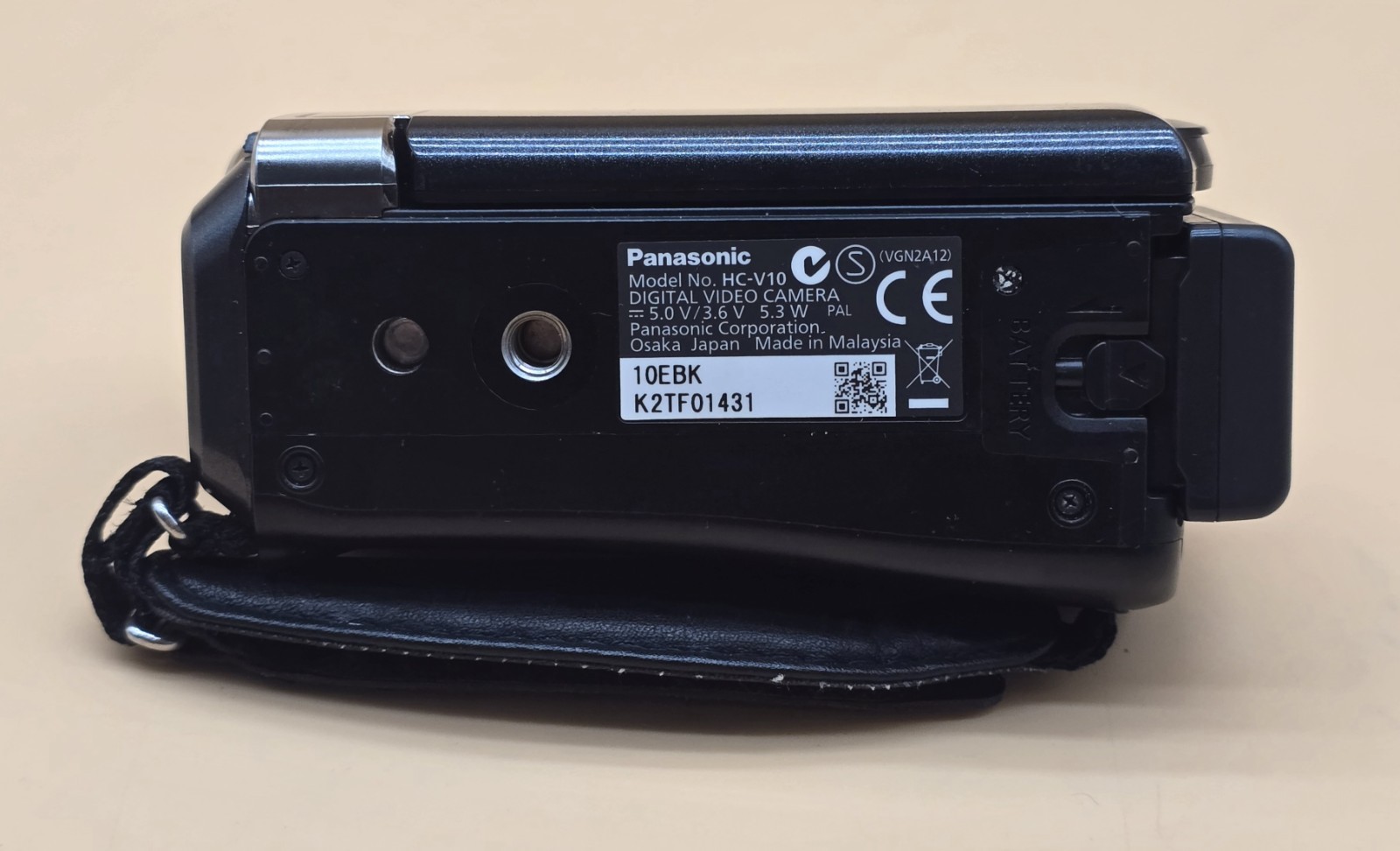 Panasonic HC-V10 HD Digital Camcorder With Charging Cable. Black