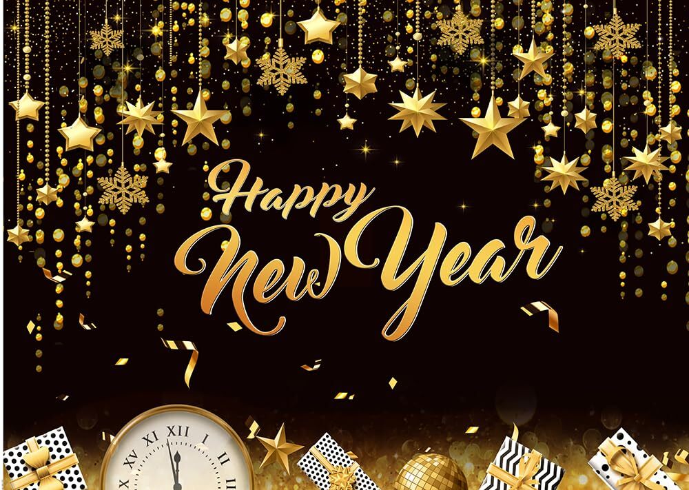 7x5FT New Years Backdrop Black Thin Vinyl Photography Party Background