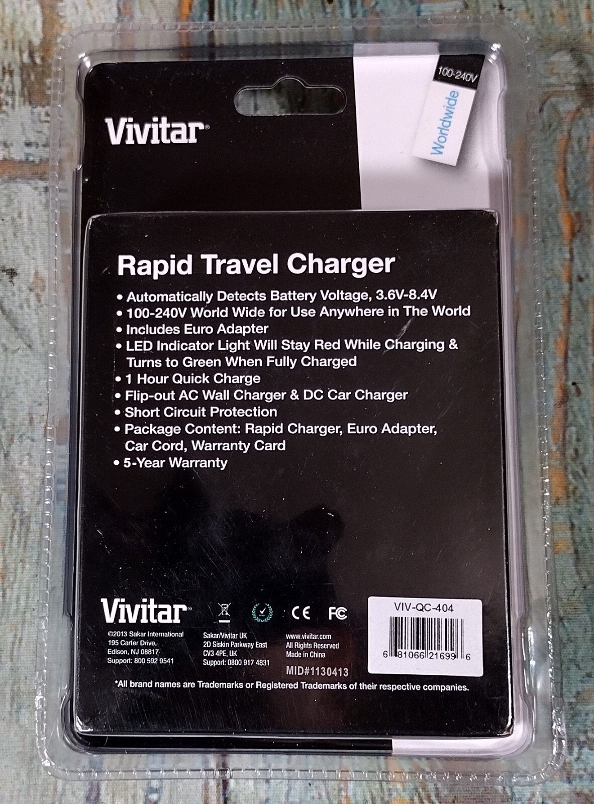 Vivitar Rapid Travel Charger – 100-240V Worldwide QC-404 with Euro Adapter – NEW