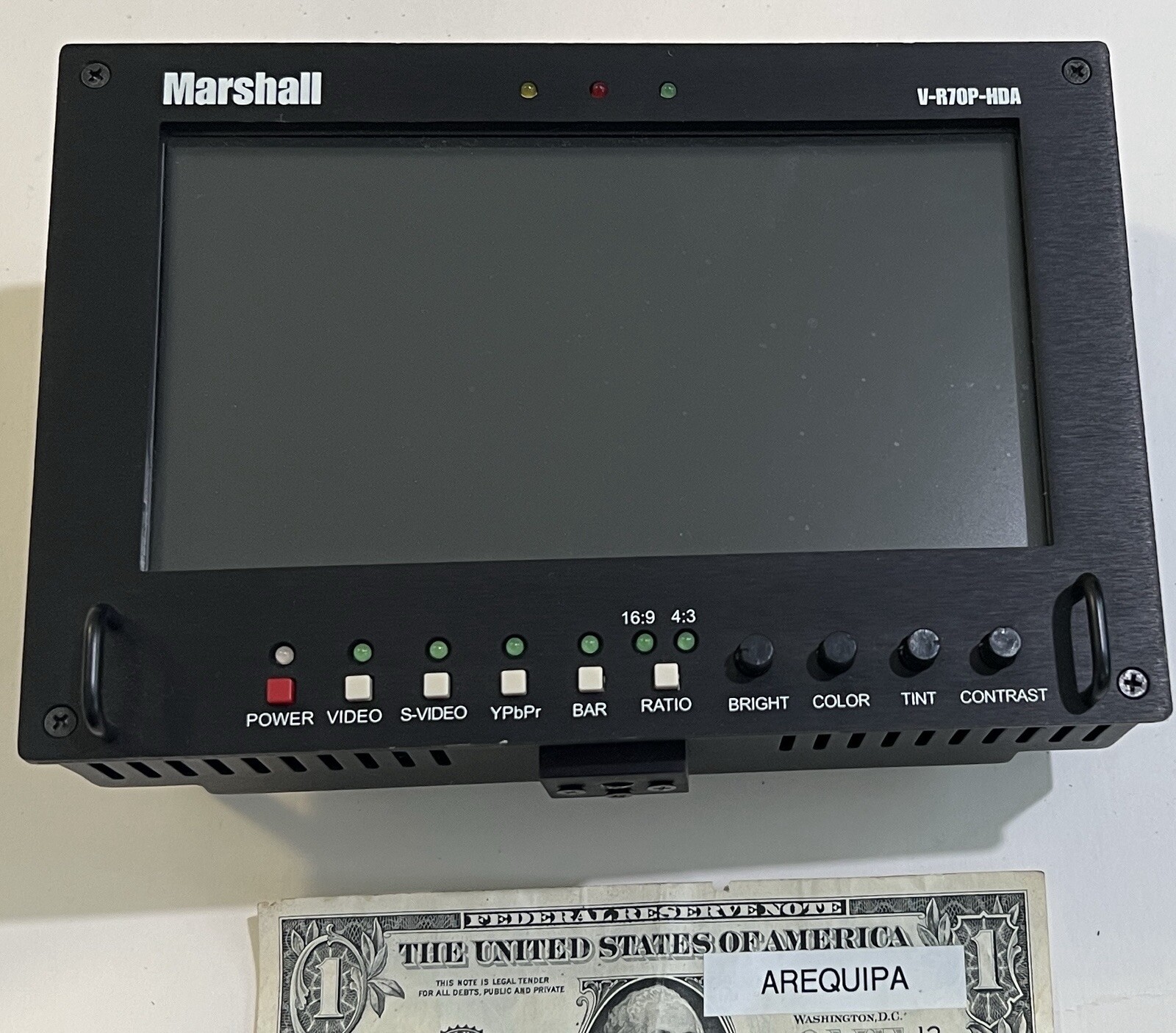 Marshall V-R84DP-HDA 8.4″ Field video camera Monitor w/Power Supply, & Sun hood