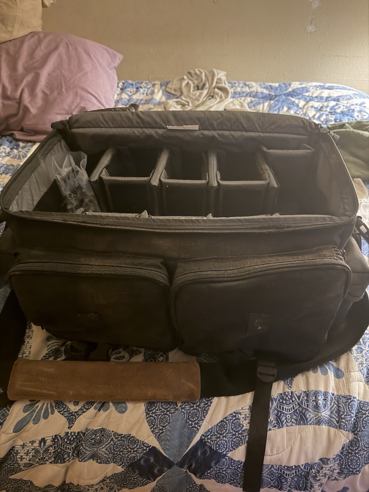 Padded Nylon Camera Carry/Shoulder Bag w/ Strap, Dividers, Compartments, Black