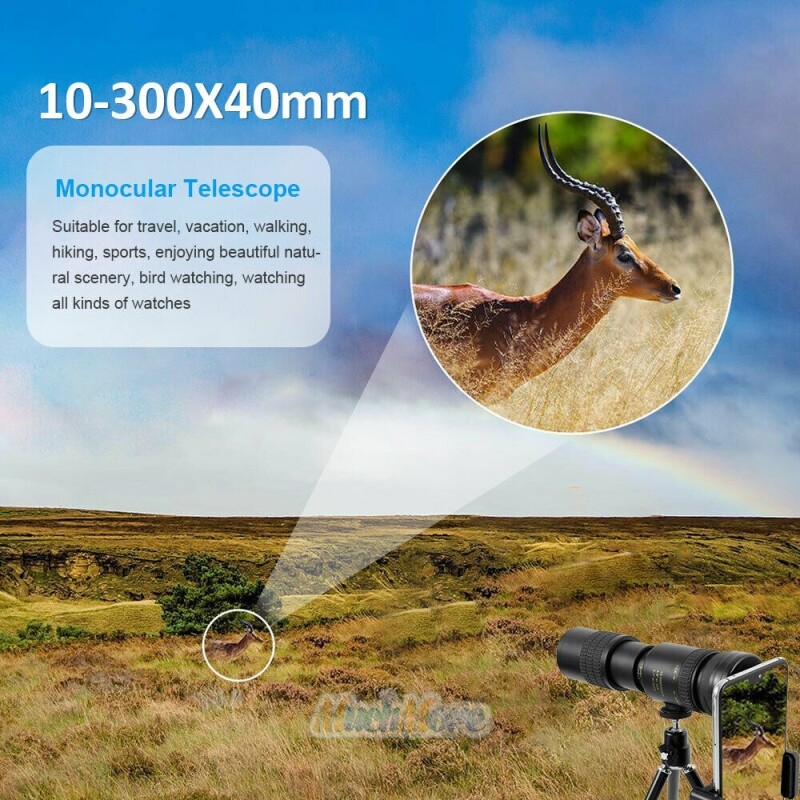 Waterproof 4K 10-300X40mm Zoom BAK4 HD Monocular Telescope Portable Night Vision
