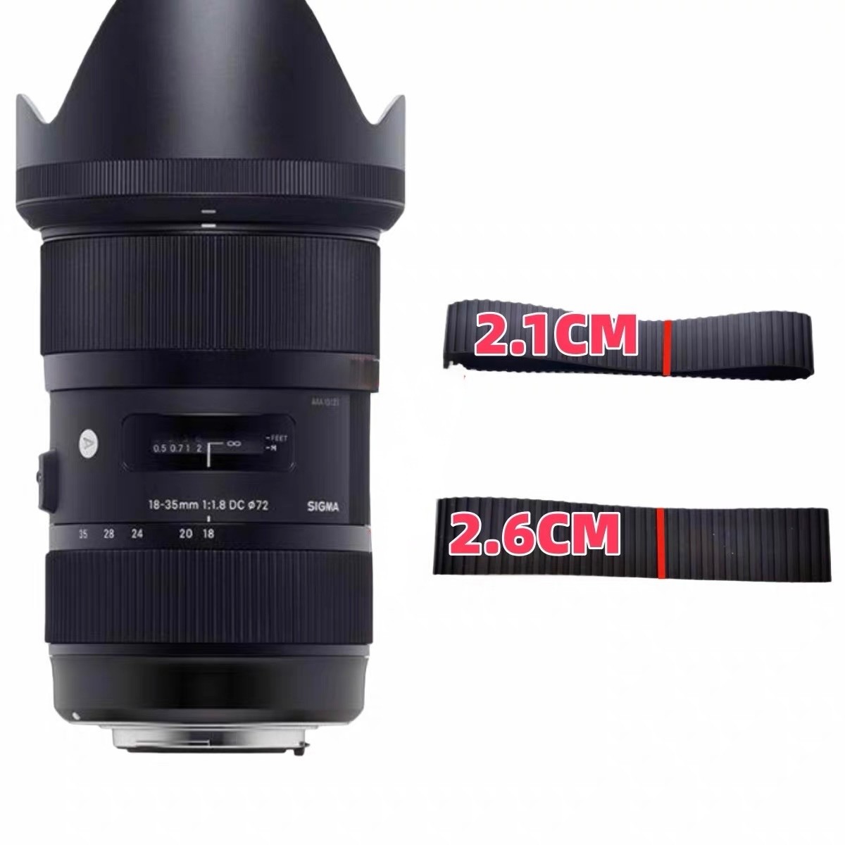 Rubber Zoom + Focus Grip Set For Sigma 18-35mm f/1.8 DC HSM Art Lens