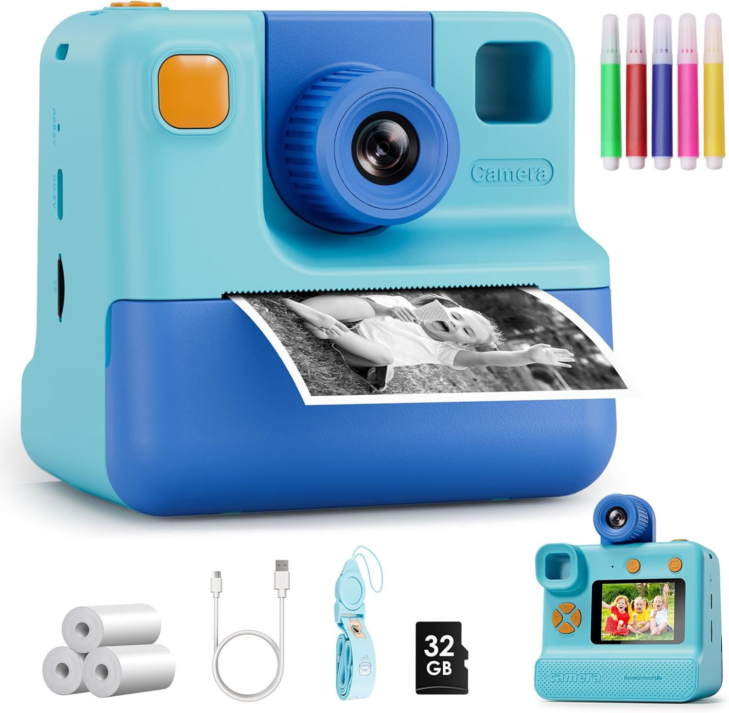 Kids Camera Instant Print, Christmas Birthday Gifts for Girl Boys 3-12 Years Old