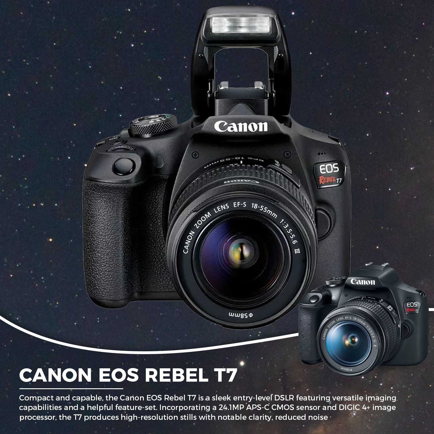 Canon Rebel T7 DSLR Camera W/ 18-55mm Lens + Bag + Sandisk 64GB + Care Kit