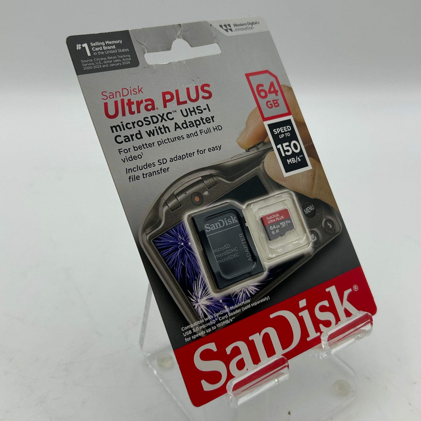 SanDisk 64GB Ultra Plus MicroSDXC UHS-I Card w/ Adapter – Brand New