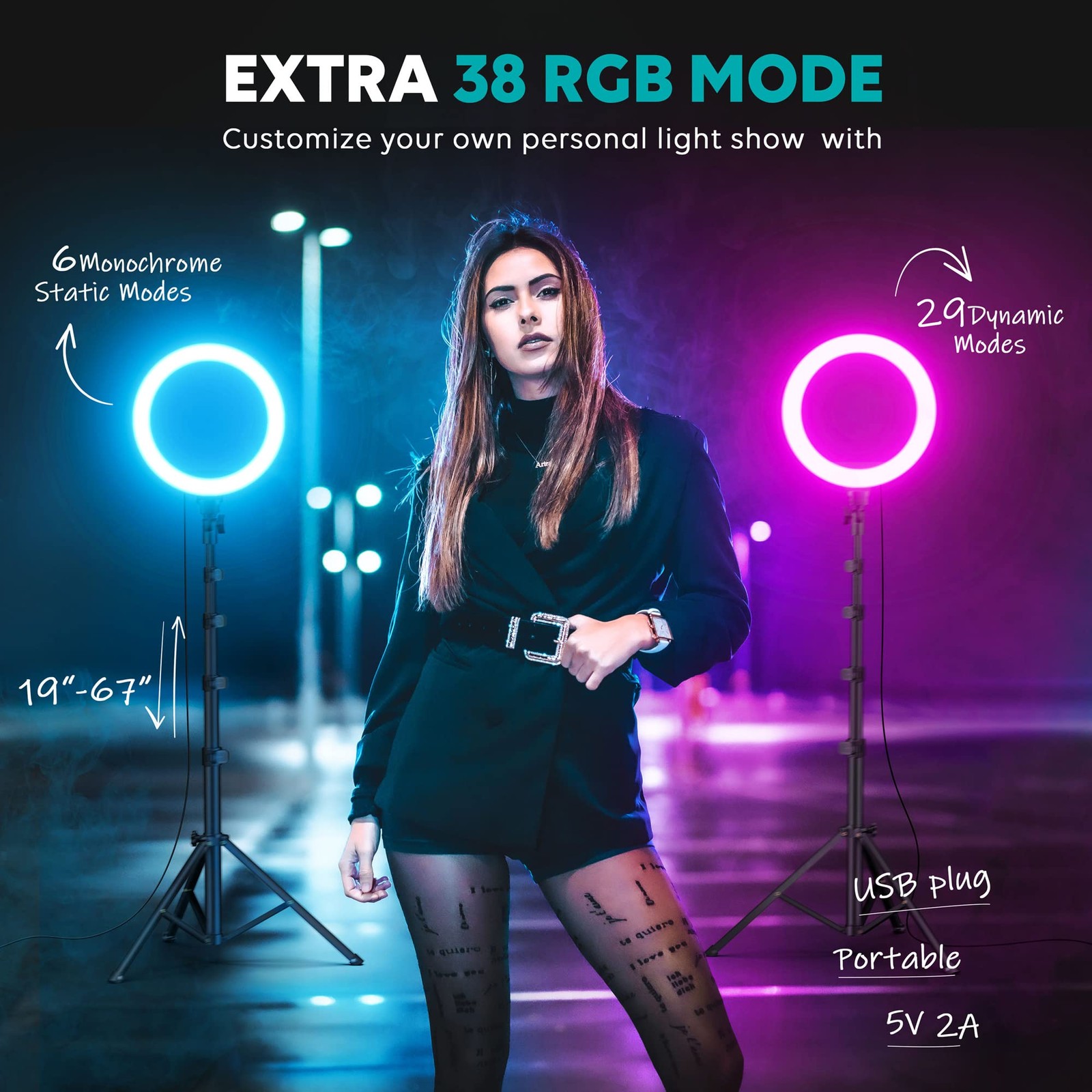 Weilisi 10 Ring Light Stand 72 Holder38 Color Modes Selfie Light Tripod