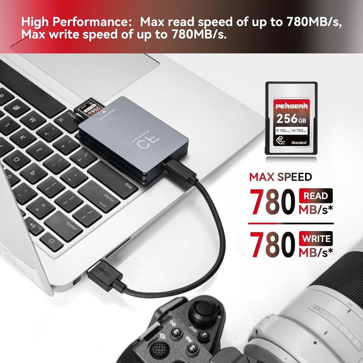 2-Pack Pergear Upgraded 256GB CFexpress Type A Memory Card for Sony Alpha Camera