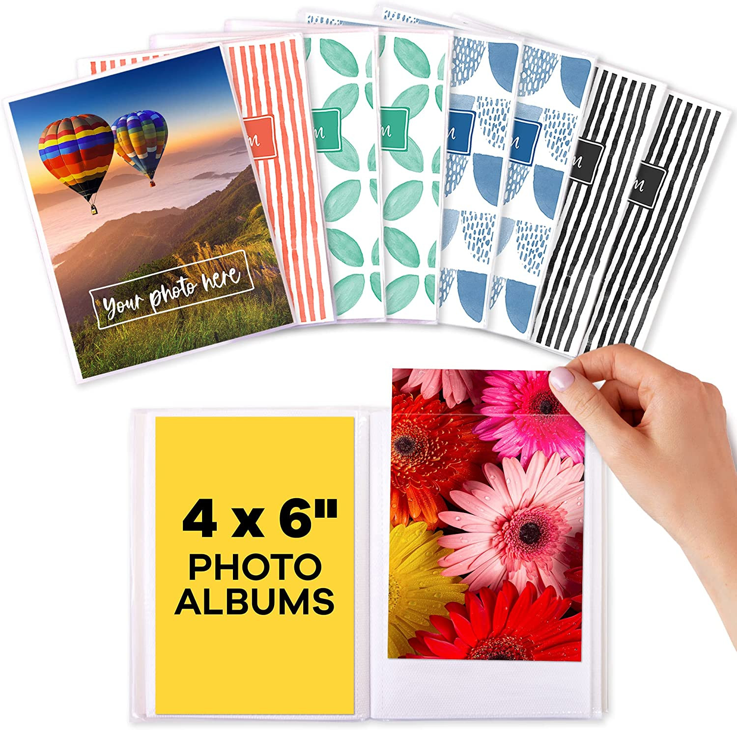 (Set of 8) 4X6 Photo Albums – Small Photo Album 4X6 – Mini Photo Album – Photo B