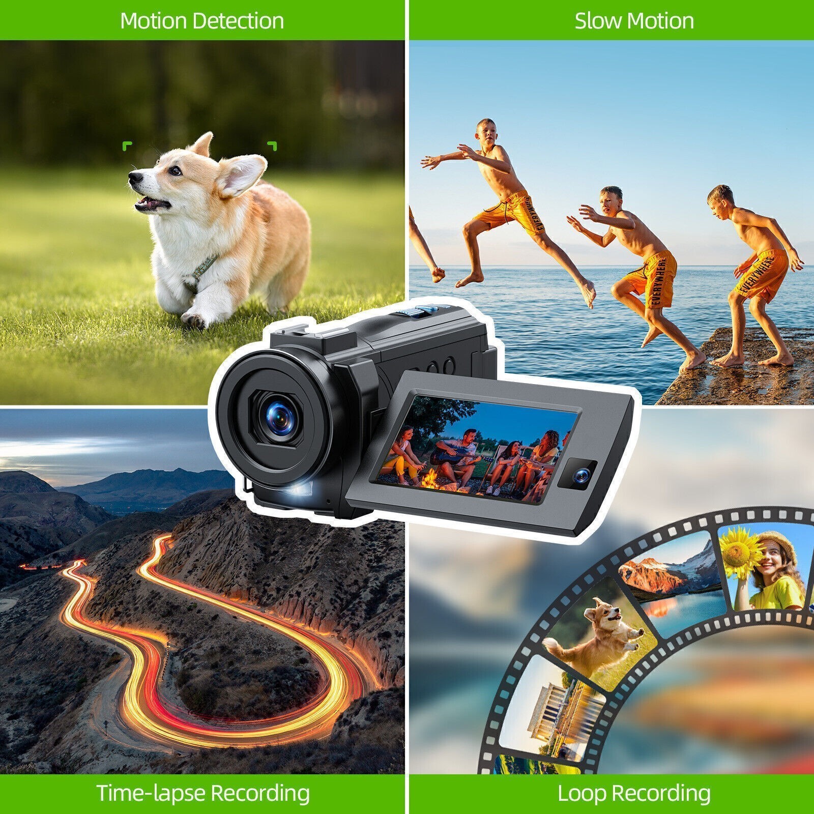 5K Camcorder Video Camera with Dual Lens WiFi IR Night Vision w/64GB,Mic,Tripod