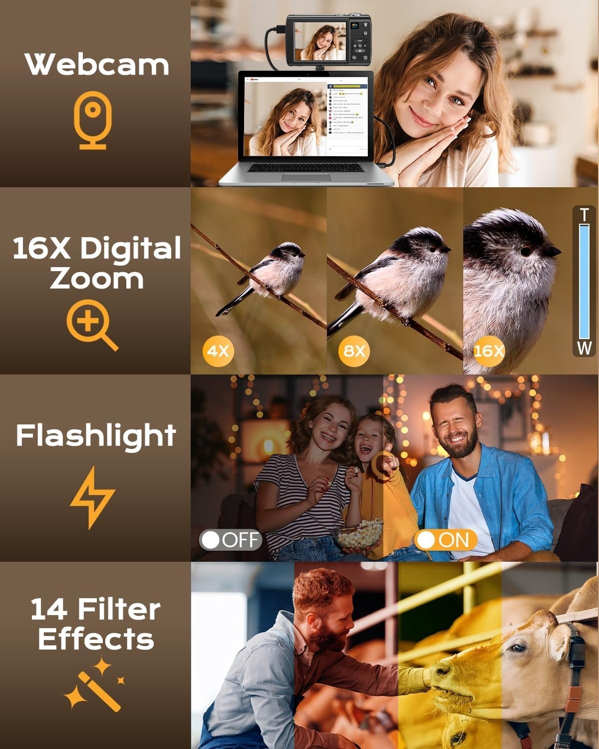 8K Digital Camera, 88MP Cameras for Photography with WiFi & Touch Screen, 16X…