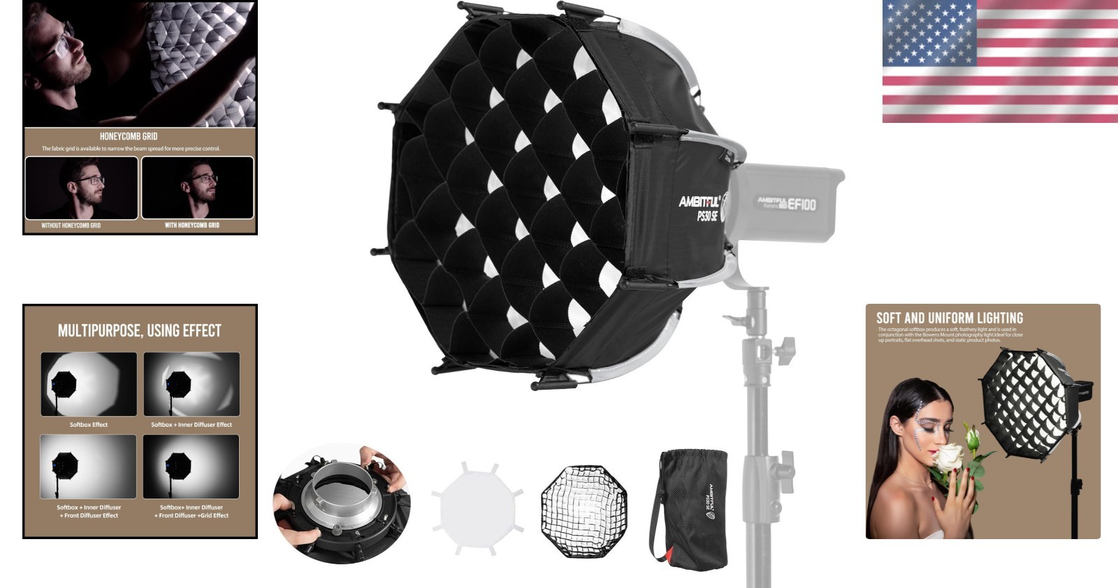 Mini 11.8″ Softbox with Quick Release & Honeycomb Grid for Stunning Photography
