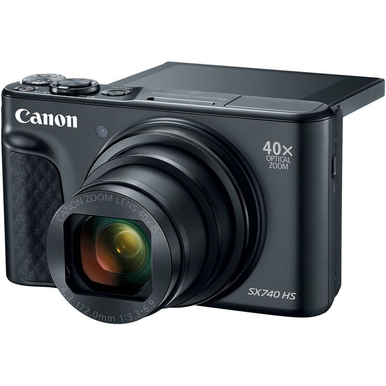 Canon PowerShot SX740 HS Digital Camera (Black) Battery + 64GB + Flash Bundle