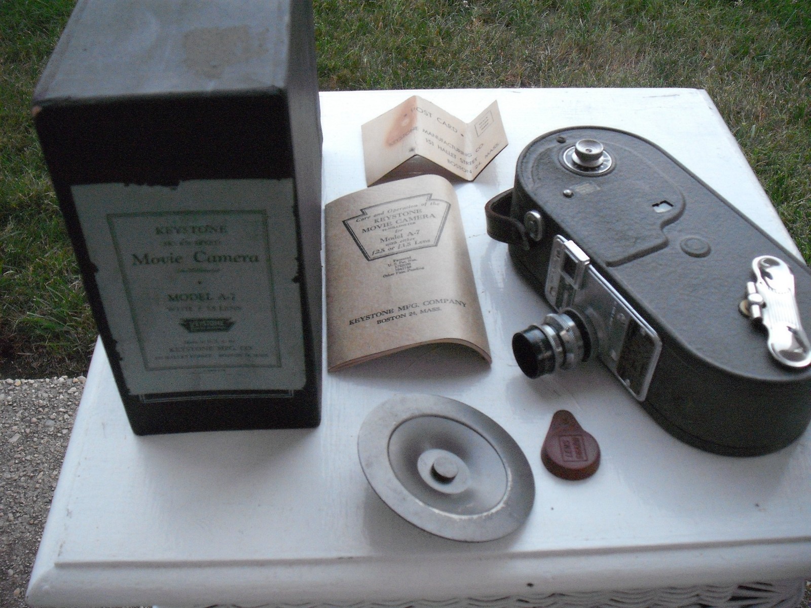 1930’s Keystone Movie Camera Model A-7 16mm, in original cardboard Box