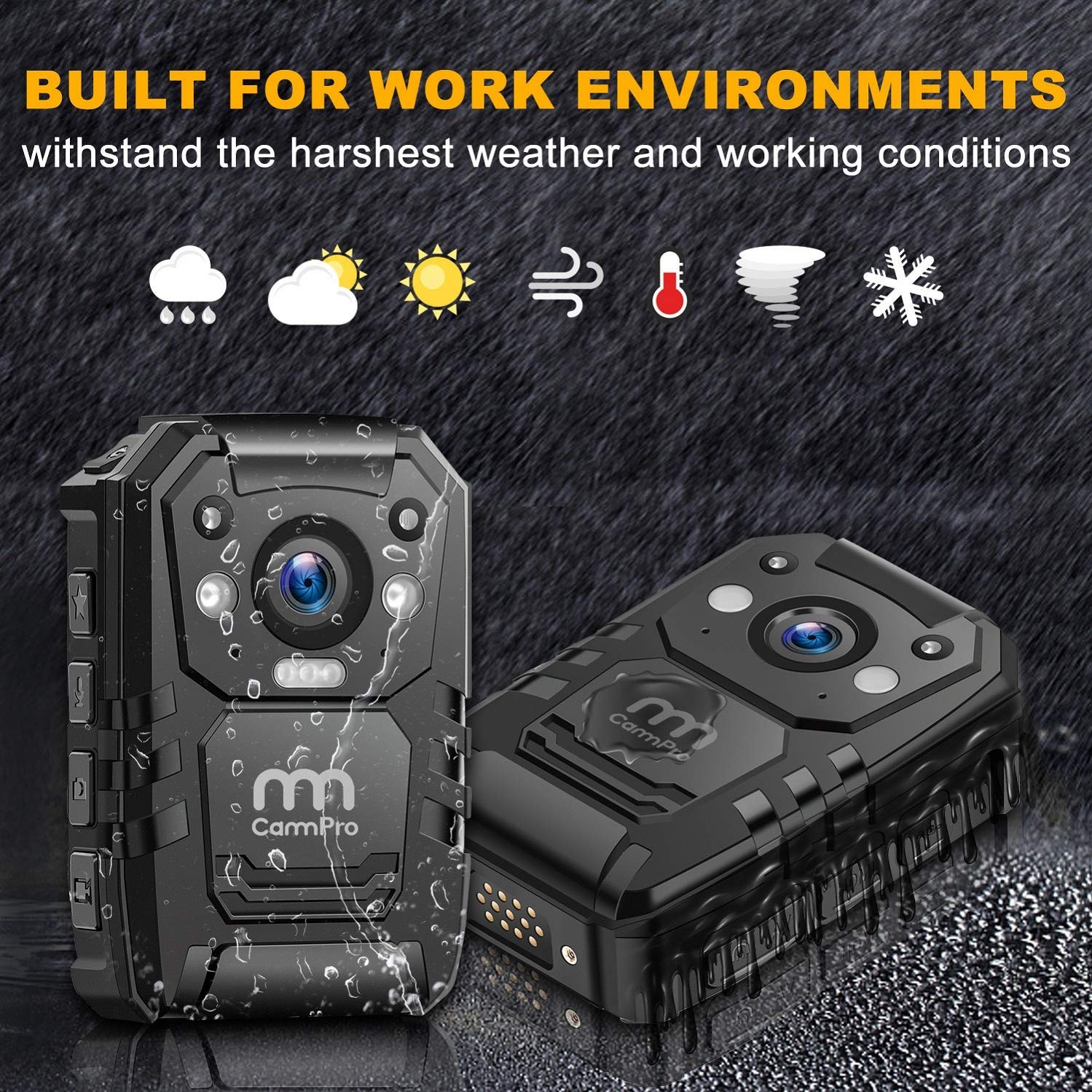 CammPro 1440P 2K Police Body Camera128G MemoryWaterproofPremium Portable Body