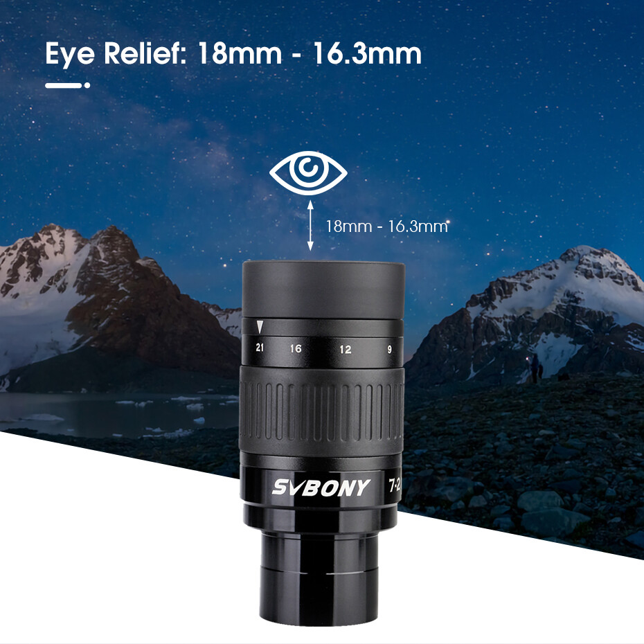 SVBONY SV135 1.25” 7-21mm Zoom Telescope Eyepiece Fully Multi-Coated Zoom Lens