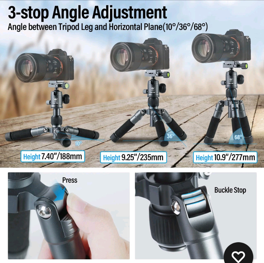SIRUI Compact Mini Desktop Tripod 20″ Aluminum Portable AM-TT50 Open Box
