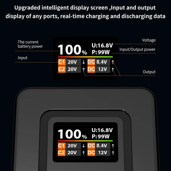 V99 Pro V-Mount Battery, 94.72Wh 6400mAh 14.8V with PD 100W Fast Orange