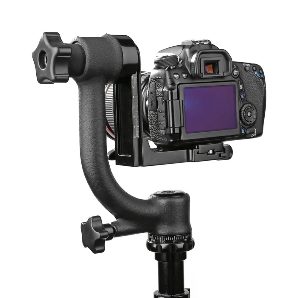 Aluminum Alloy Gimbal Tripod Head with 1/4″ Quick Release Plate – 360° Rotati…
