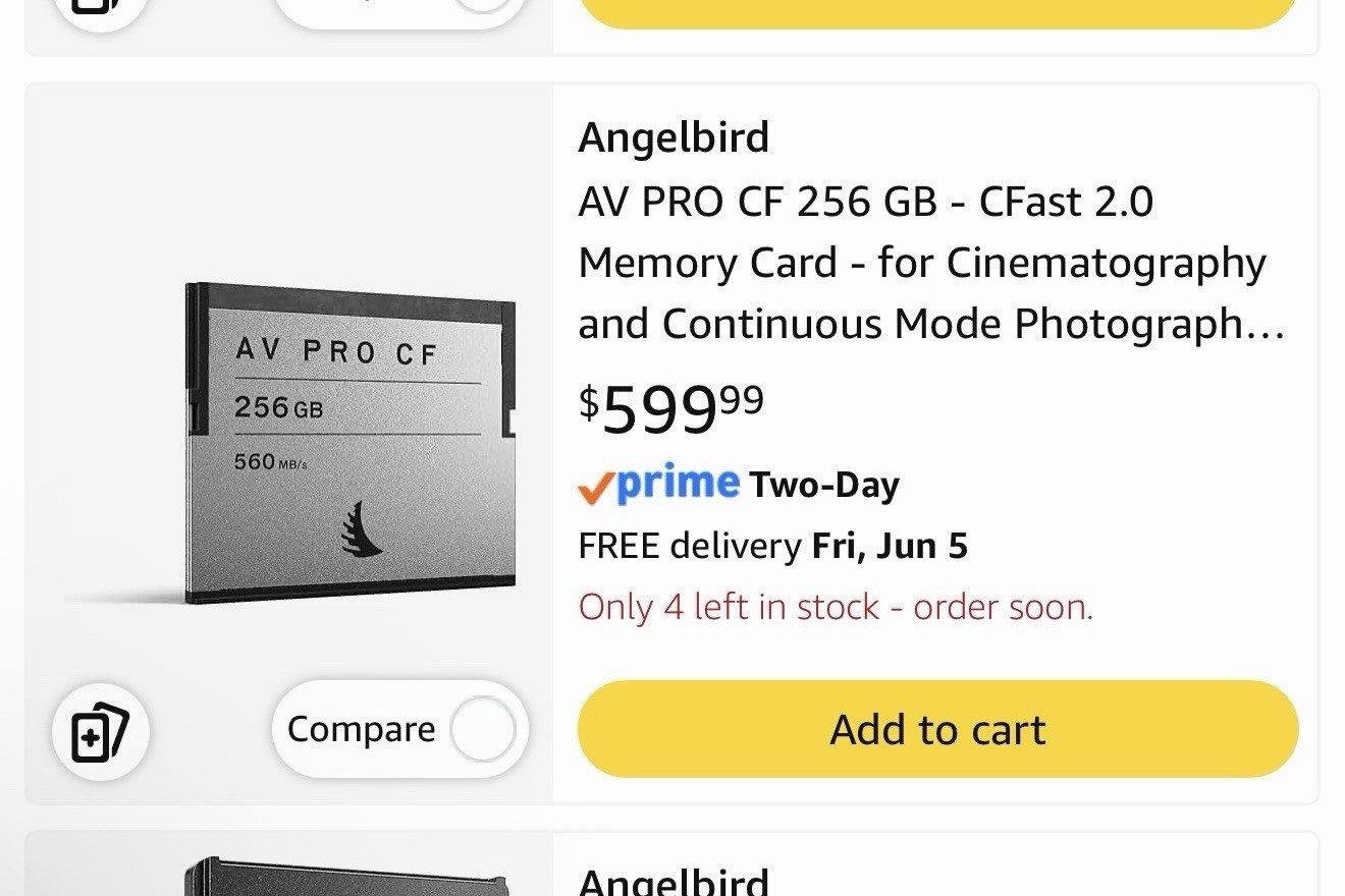 Angelbird AV PRO CF 256GB CFast 2.0 High Speed Class 10 Memory Card