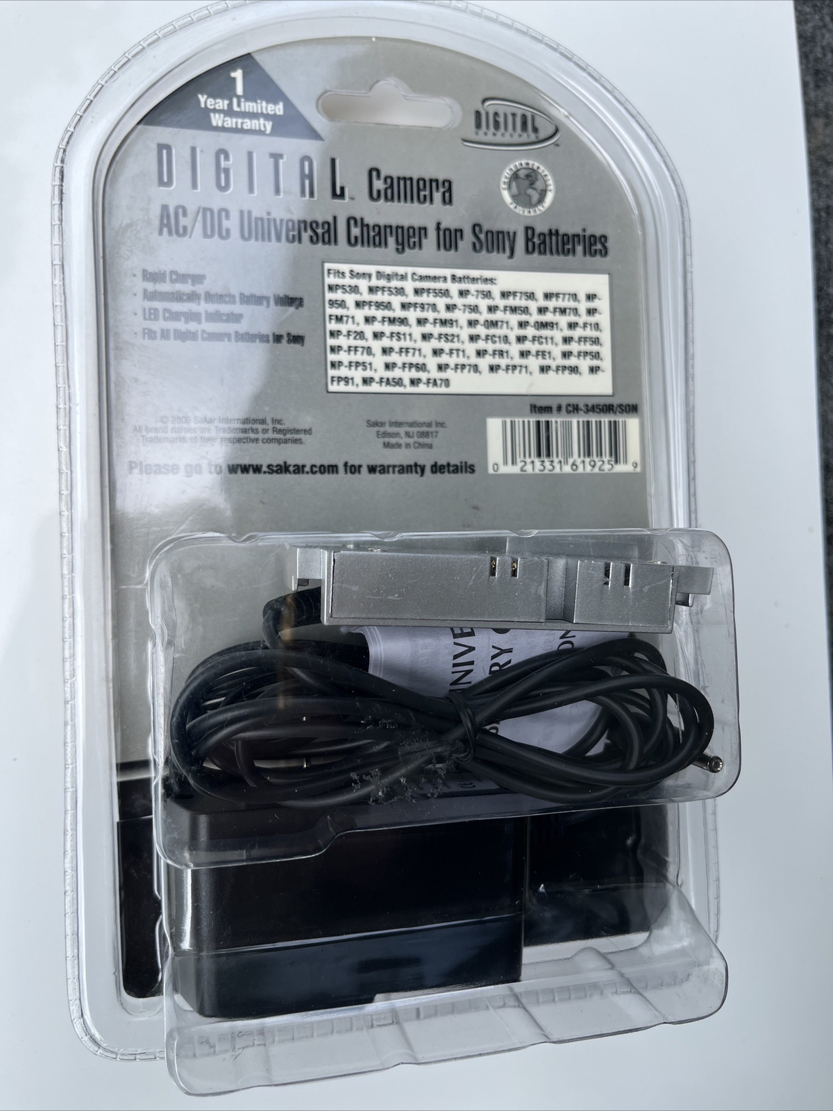 NOS Digital Concepts AC/DC Universal Charger for Sony Batteries (CH-3450/SON)