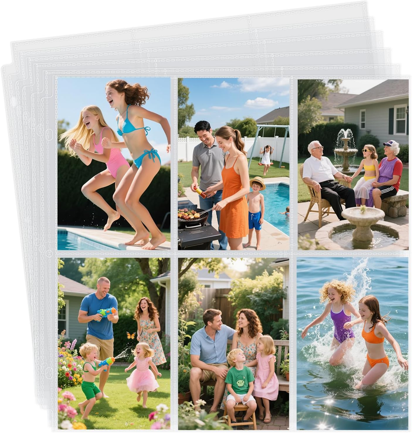 4×6 Photo Album Refill Pages for 3 Ring Binder, 20 Pack Vertical Clear Plastic P