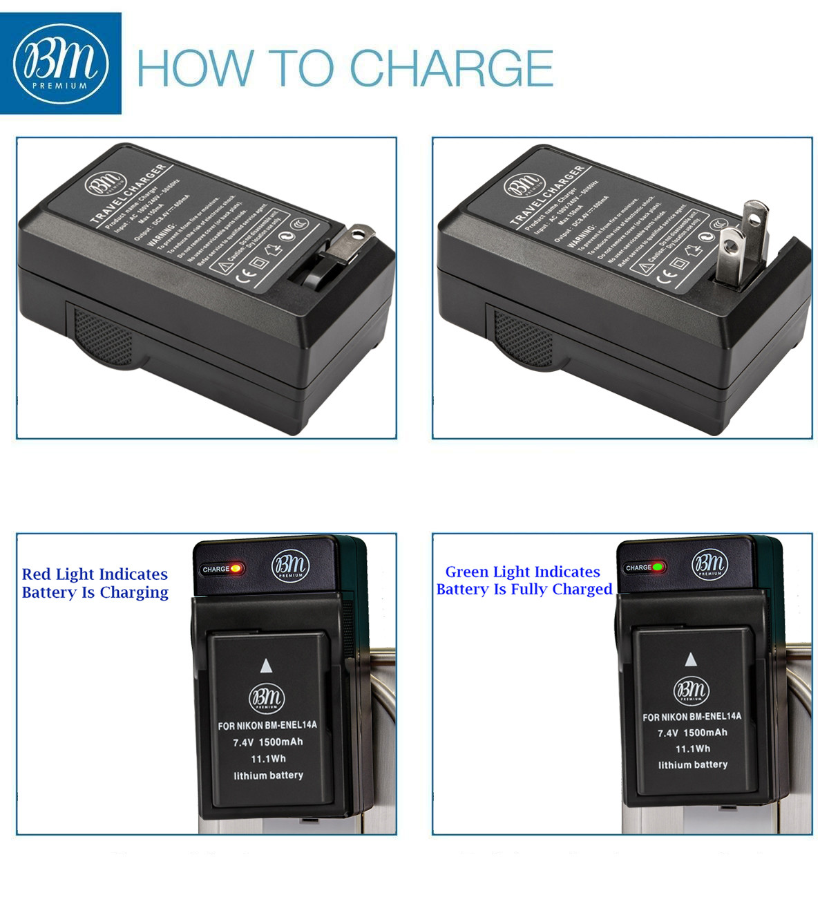 BM 2X EN-EL14a Batteries & Charger for Nikon D5100, D5200, D5300, D5500, D5600