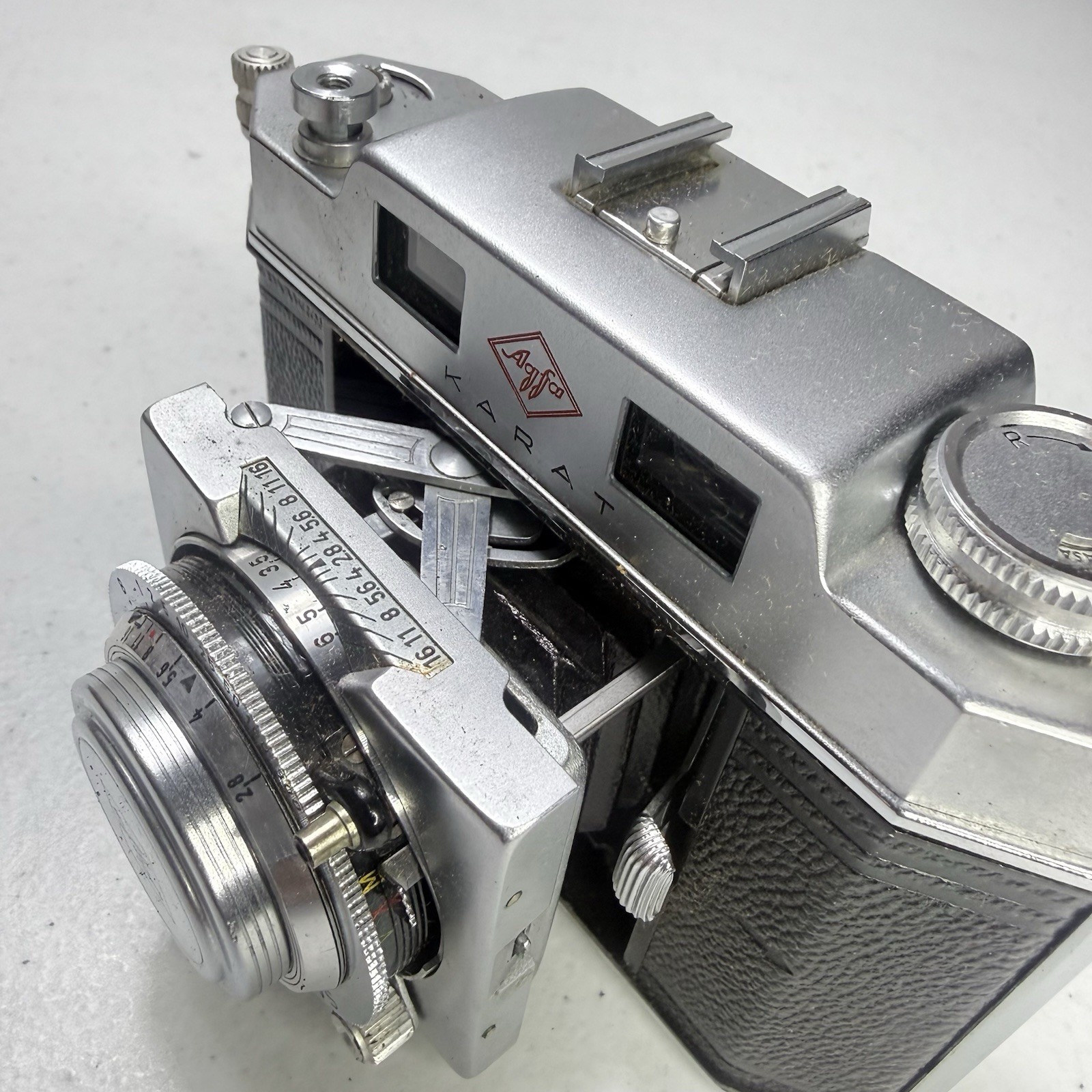 Agfa Karat Vintage Rangefinder Camera Black Silver with Leather Case* Clean