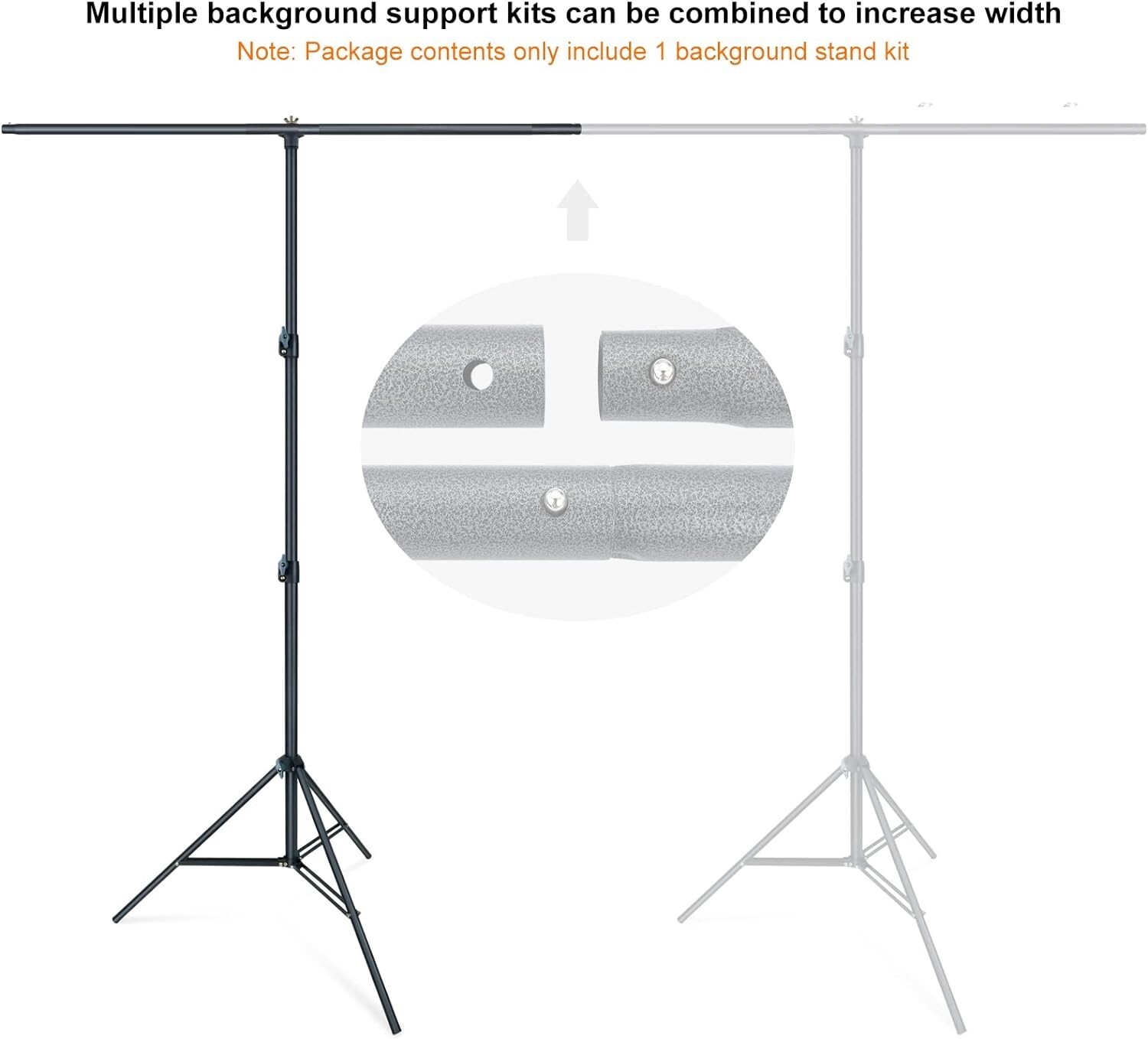 LINCO Photo T-Shape Backdrop Stand Black/White 2 Backdrops Support Kit – AM207