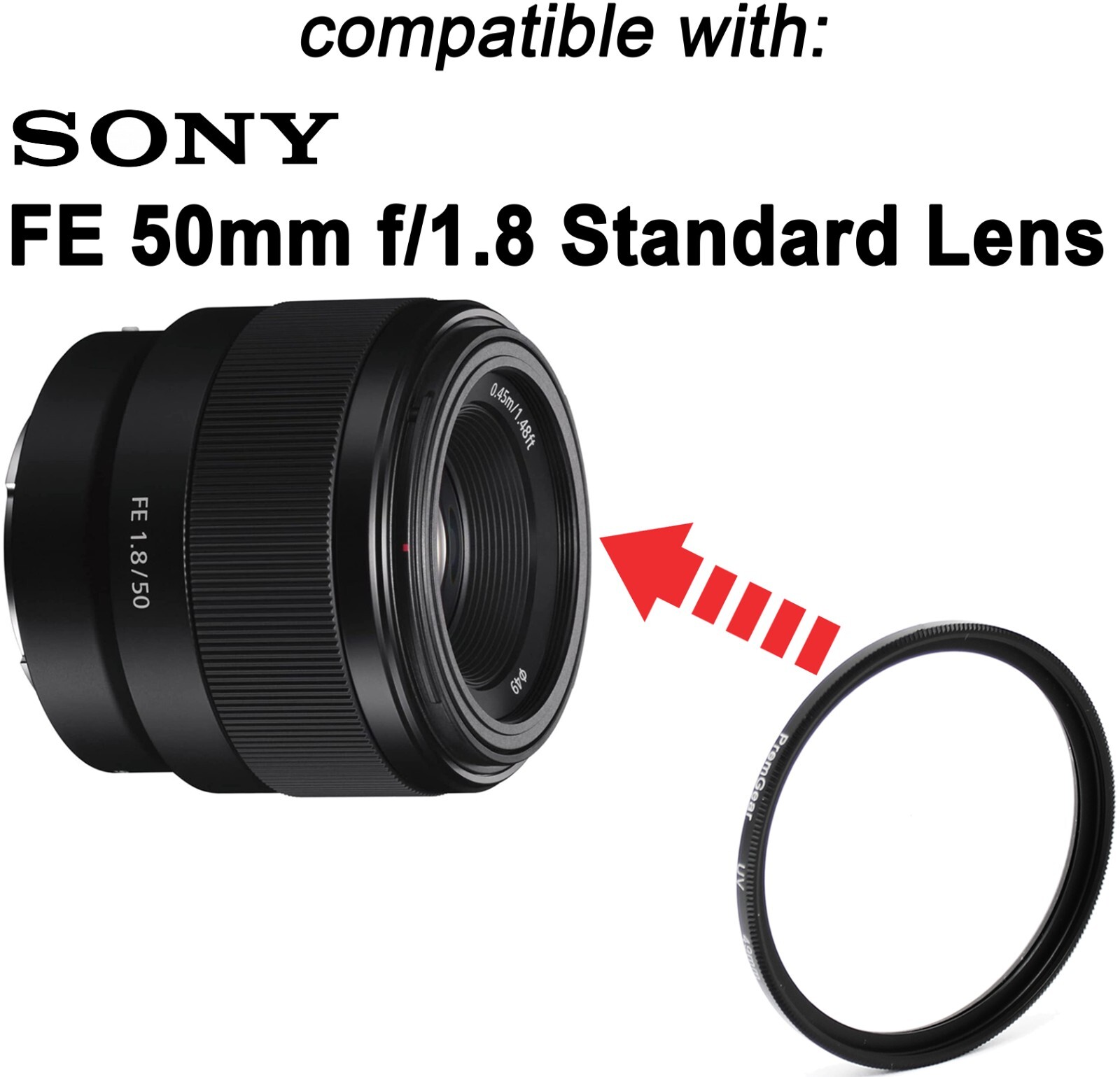49mm 5-in-1 Filter Set UV/ND8/Warming/CPL/Case for Sony FE 50mm f/1.8 Lens