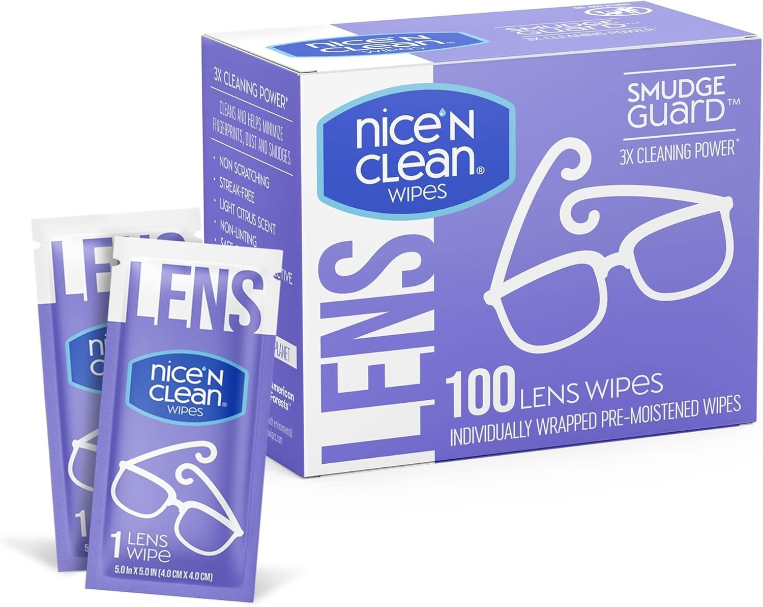 SmudgeGuard Lens Cleaning Wipes – 100 Citrus Scented Individually Wrapped Wipes