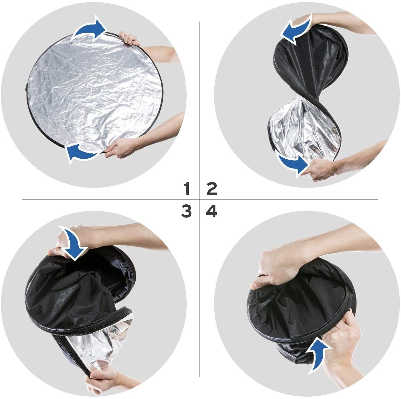24″ (60Cm) 5-In-1 Photography Reflector, Multi-Disc Light Reflectors for Photogr