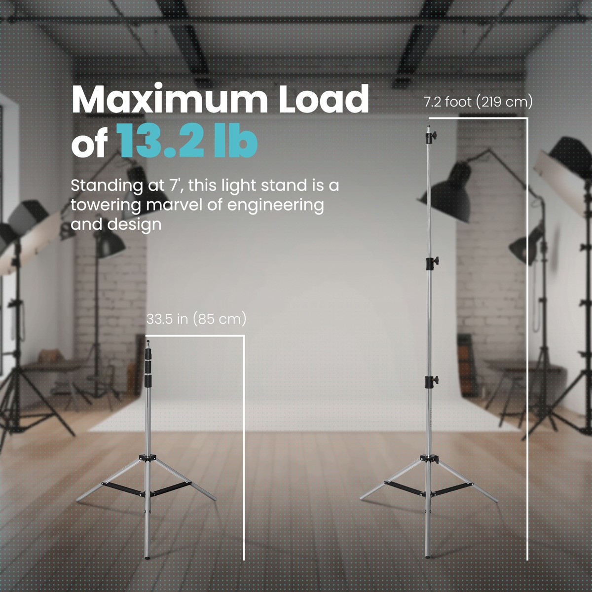 Flashpoint Pro Air-Cushioned Heavy-Duty Light Stand (Chrome, 7.2′) #FP-S-7-SS-V2