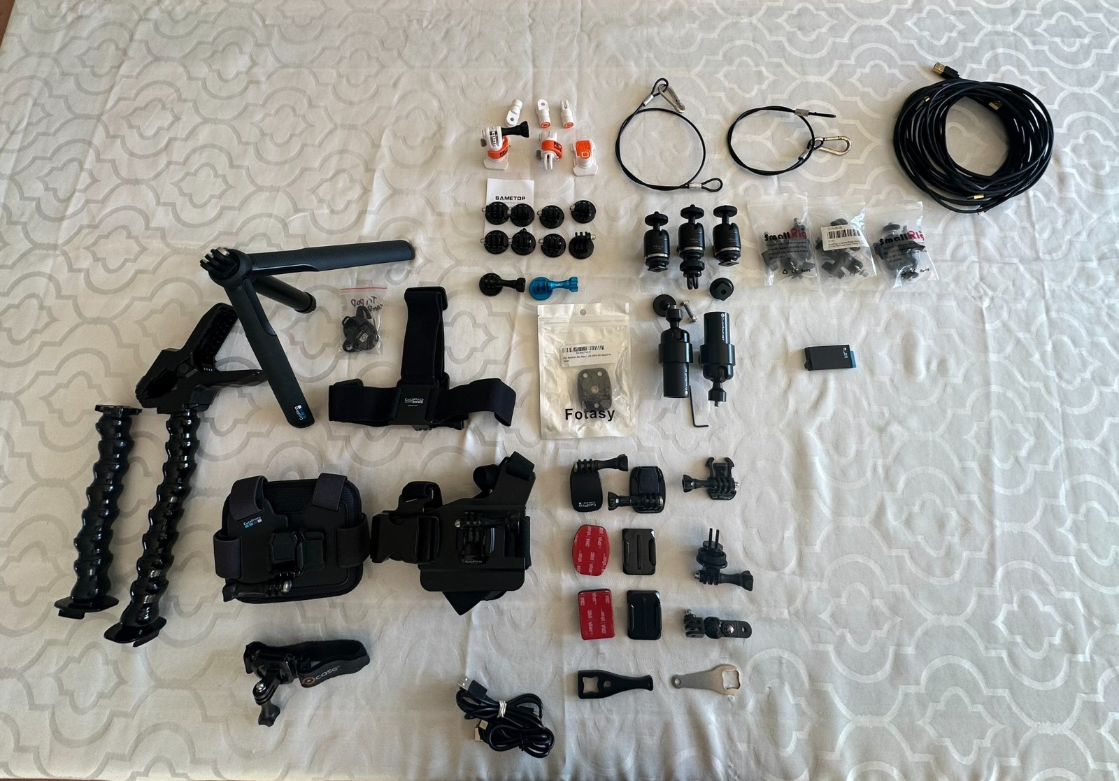 GoPro (LOT) Tripod, Chest/Head Straps, Clamps, Unique Mounts ,Cables