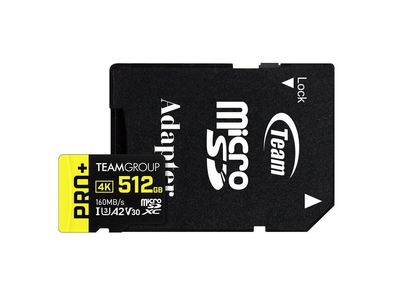 Team 512GB Pro+ microSDHC UHS-I/U3 Class 10 Memory Card with Adapter