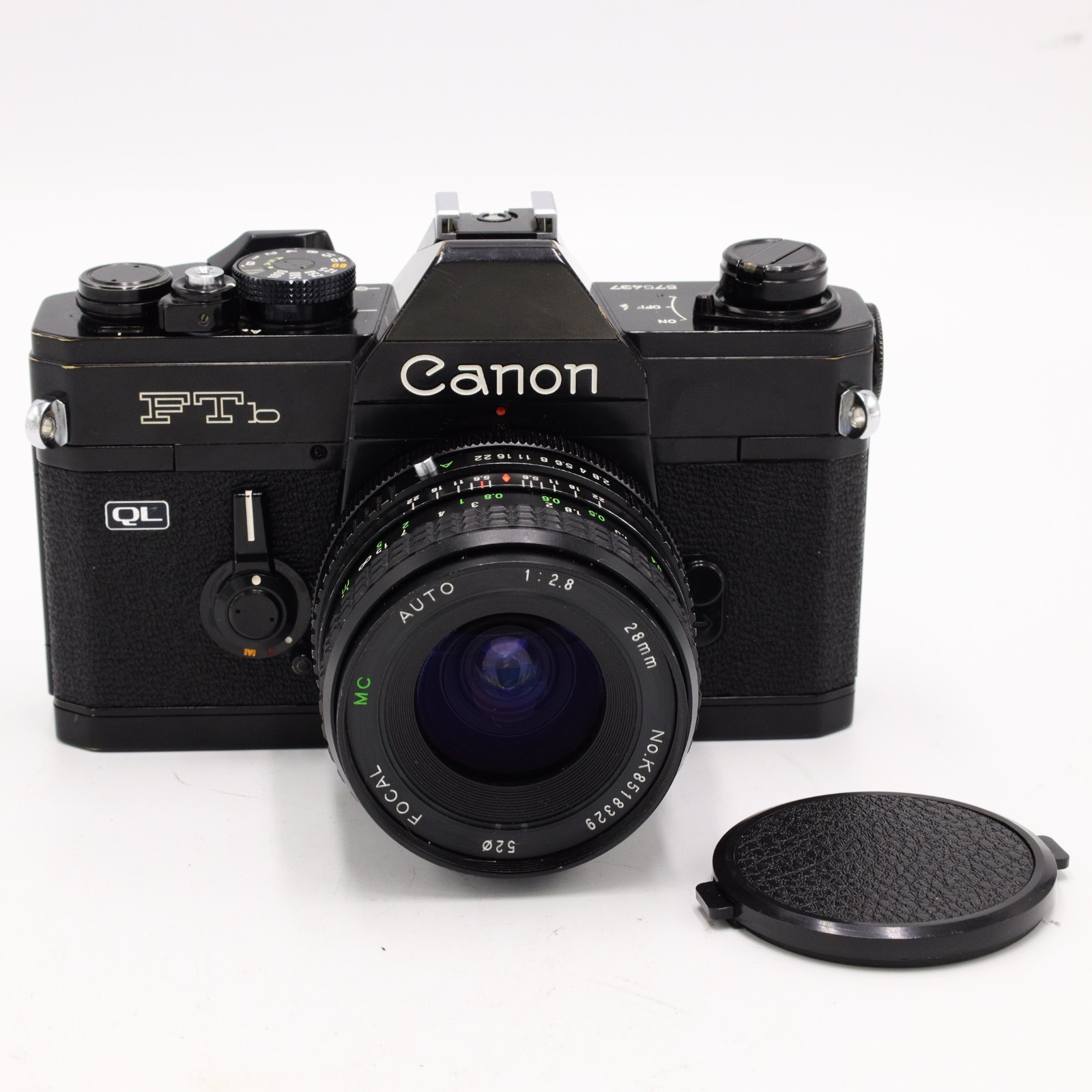 Canon FTb QL 35mm Film SLR Black With Canon FD 28mm f/2.8 Lens Kit *USED*