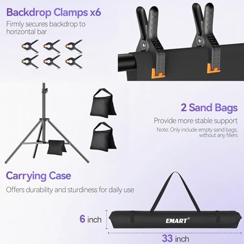 8.5 x 10 ft Adjustable Photo 8.5*10ft Backdrop Stand Black(10*12ft Backdrop)