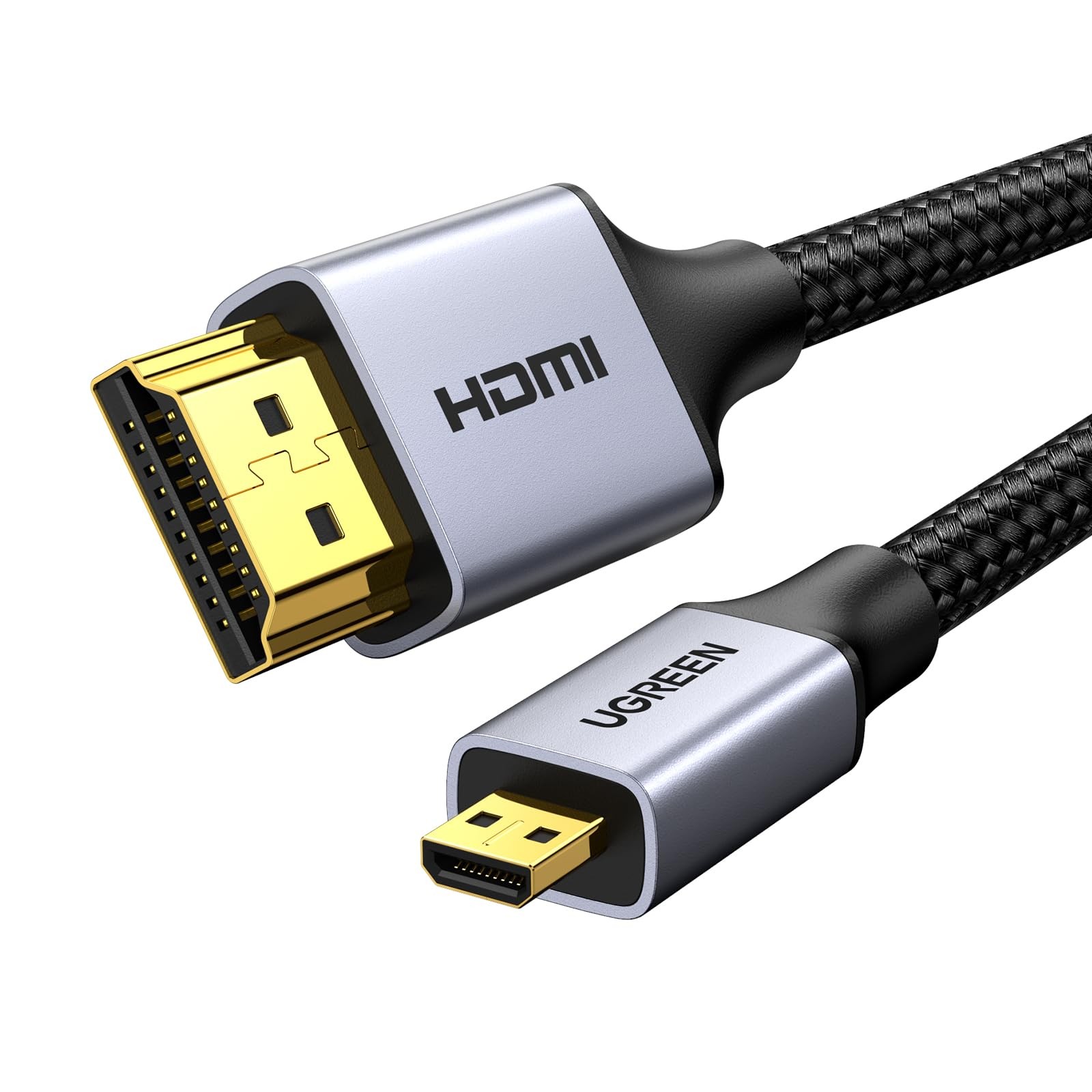 4K Micro HDMI To HDMI Cable 6.6FT Aluminum Shell Braided Video Adapter Cord