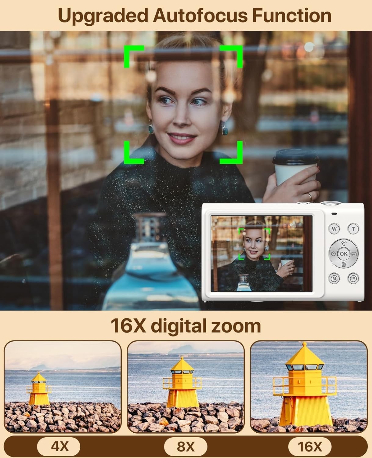 Digital Camera, 4K Vlogging Camera for Youtube Autofocus Cameras for Photography