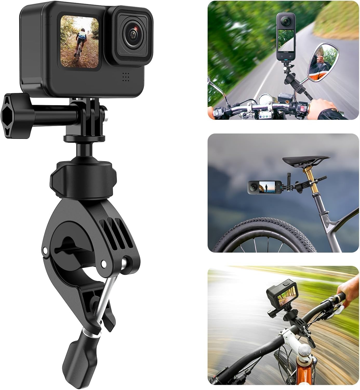 Handlebar/Pole Mount with 1/4′ 360° Ball Head Rotation– GoPro Hero & Insta 360