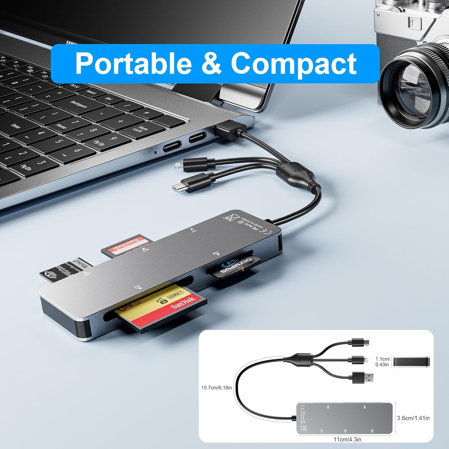 Memory Stick Pro Duo Adapter 5 In 1 Multi Memory Card Reader Supports SD/TF/CF